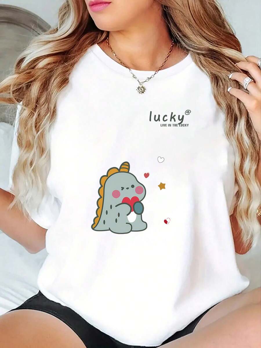 Camiseta con impresión de la serpiente blanca y el encanto de las mujeres | Serpiente linda iling con herradura y diseño, cuello redondo corto Sve casual top, blusa suave elástica de toda la temporada para el día de San Patricio Outfi
