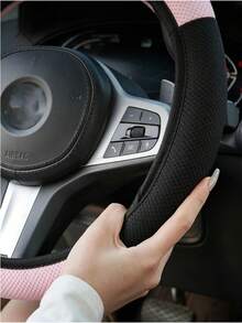 Cartoon Cute Car Steering Wheel Cover, Cat Ear 38cm Elastic Steering Wheel Grip Cover Without Inner Ring, Sweat-Absorbent Breathable, Anti-Slip Inner Ring, Durable Wear-Resistant, Shock-Absorbing Anti-Slip, Suitable For Multiple Car Models - Rabbit Style - View 5
