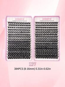 384pcs C-Curl Mixed Length 8-16mm Fluffy & Lightweight Natural Eyelash Extension Kit, Reusable Eyelash Clusters, D-Durl Individual False Eyelashes - View 6