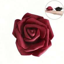 Artificial Rose Flower Heads, For Wedding Decor, DIY Bouquets, Party, Home Decoration - Burgundy - View 2
