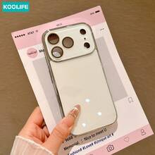 Koolife Luxury Glossy Glass Phone Case, Electroplated Frame, Large Window, Hard Back Cover, Lens Protection, Drop-Proof, Compatible With Apple 17/17 Pro/17 Pro Max/16/16 Pro/16 Pro Max/15/15 Pro/15 Pro Max/14/14 Pro/14 Pro Max/13/13 Pro/13 Pro Max - White - View 2