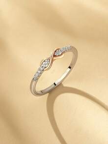 1 Stück S925 Sterling Silber 8-förmiger verdrehter Ring, modernes kreatives minimalistisches Design, elegantes Nischenstück, geeignet für den täglichen lässig-Stil von Frauen, Partys, Urlaub, jedes Feiertagsgeschenk - 8 Schriftart - Übersicht 9