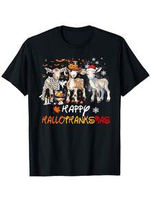 Camiseta de Cabras de Happy Hallothanksmas - Negro - Ver 2