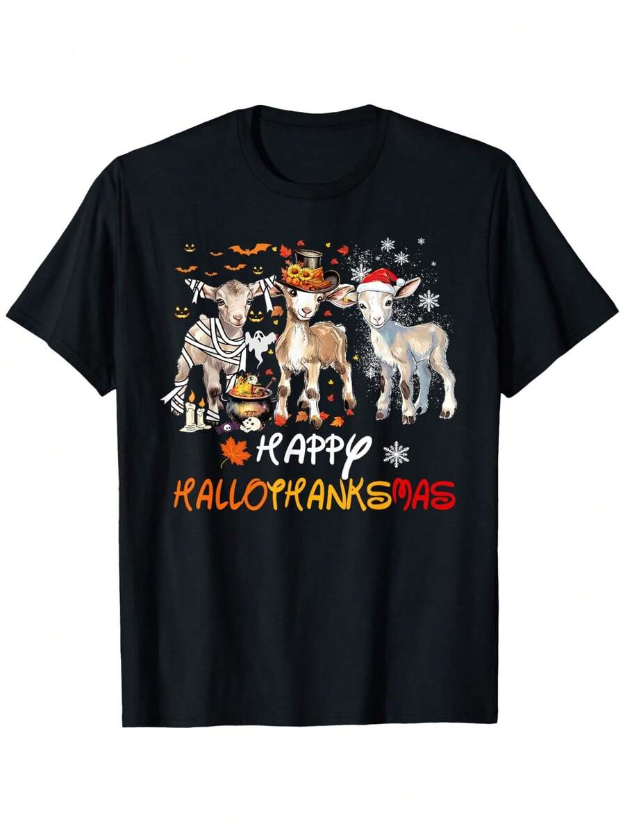 Camiseta de Cabras de Happy Hallothanksmas