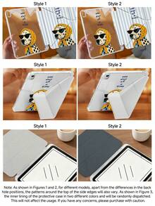 Kingsung Striped And Spotted Dog Pattern Y-Shaped Folding Double-Sided Spray Coating Transparent Crystal Flat Protective Case Suitable For Tablets/ Mini 6/7/9.7/10.2/10.5/10.9/12.9/Pro 11, 10th Generation, Protective Case. Supports Multi-Angle Adjustment, Six Placement Support Methods, Built-In Pen Slot, Transparent Back Cover, Anti-Drop Protection, Automatic Wake-Up/Sleep. Suitable For Kindle Paperwhite 12th Generation 2024 Version, Kindle 11th Generation 2022 Version, Clara Color Series. - Multicolor - View 5