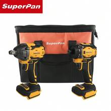 SuperPan 20V 無刷工具組，包含衝擊扳手 + 電鑽裸機，高扭力，適用於汽車維修和居家 DIY，附工具袋 - 黃色 - 查看 12
