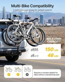 4-Bike Hitch Rack – Heavy-Duty Foldable & Tiltable Steel Carrier For 2" Receivers - 3-bike W/QR - View 8