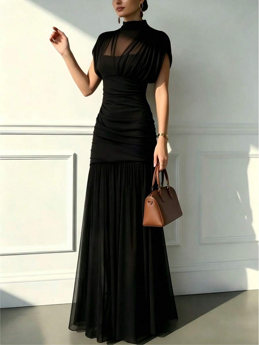 conciso Đầm maxi không tay bằng vải chiffon dành cho nữ, kiểu dáng lãng mạn, thích hợp cho đi biển, đám cưới, tiệc tùng, phù dâu, tiệc trà, năm mới, ngày Valentine, sinh nhật.
