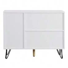 Modern Storage Cabinet, White And Wood-Look Sideboard With Drawer And Height-Adjustable Shelves (90 X 30 X 71.5 Cm) - Natural Color - View 6