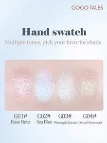 GOGO TALES Paleta de iluminadores de unicolor, textura perlada refinada y brillante, aplicación suave, de larga duración, realza los contornos faciales, iluminador multicolor, apto para principiantes, GOGOTALES - G03# Sonata Claro de Luna - Ver 7