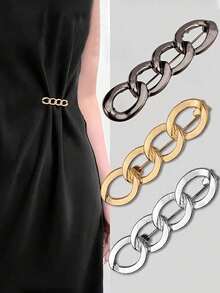 Bộ 3/6 khóa điều chỉnh đa chức năng, phù hợp với quần jeans, thắt lưng khóa kim loại thời trang có thể tháo rời, đai nịt eo, phù hợp với mọi kích cỡ từ lớn đến nhỏ, đai nịt tay áo khoác và váy không lộ cổ. - A - Xem 1