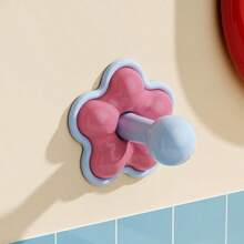 1pc Wall-Mounted Flower Hook, Compact Size, Strong Load-Bearing Capacity, No Drilling Design, Easy To Stick Without Damaging Walls. Adorable Floral Pattern And Pink Color Scheme Make The Bathroom More Cozy And Comfortable. Suitable For Storing Towels, Hair Accessories, Cleaning Tools, Etc. An Essential Home Decor Item To Enhance The Space Aesthetics And Practicality. - Multicolor - View 9