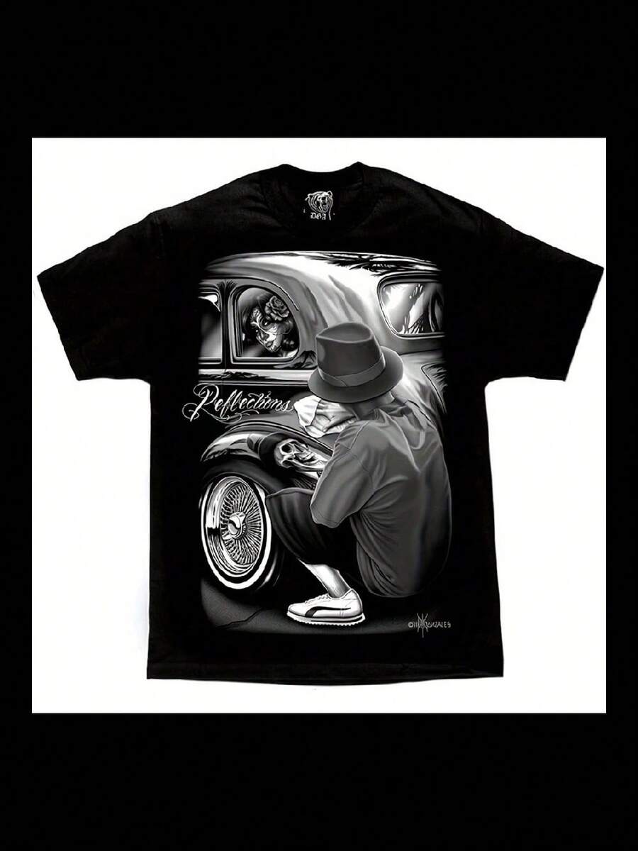 Gonzales Reflections Lowrider Skull DGA Art T Shirt - màu đen - Xem 1
