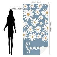 1 pièce Serviette de plage couple en fibre ultra douce avec imprimé marguerite bleue rafraîchissante, disponible en plusieurs tailles. Couverture de plage légère, convenant pour la natation, le camping, les sports, la plage ou la salle de gym. Accessoires de plage | Serviette de plage moderne | Tapis de plage durable - Marguerites bleues fraîches - Voir 13
