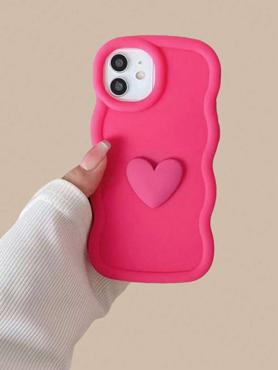 Tương thích với ốp lưng điện thoại 16 Pro Max, thiết kế hình trái tim nhỏ mờ cho iPhone 13, 14, 12, 11, ốp bảo vệ mềm mại. - Màu Hồng Tươi - Xem 1
