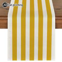 1 pieza, Estilo bohemio, Camino de mesa a rayas minimalista, Cubierta protectora para microondas, Cubierta protectora, Mantel rectangular, Lavable, Adecuado para cena en casa, Mesa de café, Decoración de cocina y comedor, Decoración de mesa de comedor para fiestas y escenas, Decoración del hogar, Decoración de camino de mesa para patio exterior, Decoración de entrada, Tela para chimenea - Amarillo - Ver 13