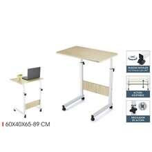 ZYLX SHOPPING – Mesa Auxiliar Ajustable Confortime con Ruedas 360°, 60*40*65–89 cm, Madera y Metal - 60*40*65–89 cm - Ver 1