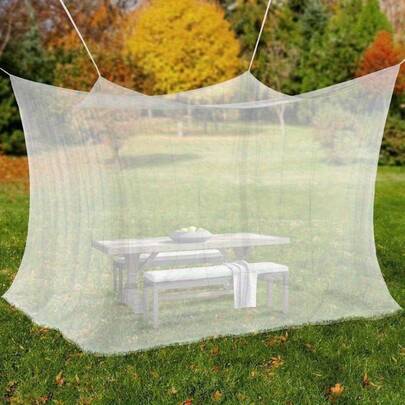 Large Camping Mosquito Net - Easy To Set Up Portable Mosquito Net With Drawstring Closure, Lightweight Polyester Fiber Anti-Insect Canopy, Suitable For Camping, Backyard, Picnic, Patio - White Outdoor Insect-Proof Sunshade, Breathable Fabric, Sturdy Structure, Essential For Picnic Lovers