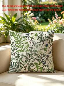 1pc Plant Printed Cushion Cover, Fresh Natural Style Throw Pillow Case For Living Room Sofa Bedroom Decor (Without Pillow Insert), (Multiple Sizes), (No Embroidery), (Single-Sided Print) - Multicolor - View 3