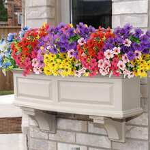 1 ramo de 33.5 pulgadas/85 cm de flores artificiales de violeta de seda colgantes - Violeta real simulada realista, orquídea púrpura falsa, adecuada para bodas, hogar, jardín, decoración interior/exterior (pétalos, plantas colgantes en maceta), decoración de fiestas, habitación, hogar, pared, baño, dormitorio, decoración de habitación, accesorios de mesa - Morado - Ver 6