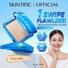 SKINTIFIC Ultra Cover Powder Foundation Full Coverage Oil Control Matte Flawless Face Concealer Makeup - 02 IVORY - View 2