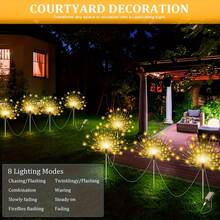 6pcs 480/360 LED Solar Firework Lights, 1-To-6 Solar Outdoor Decorative Lights, Solar Garden Lights, Solar Outdoor Decor, Functional Solar Yard Lights Suitable For Garden Design, Perfect For Garden Decor And Outdoor Landscaping - Solar-powered Fireworks 1-to-6 - View 10