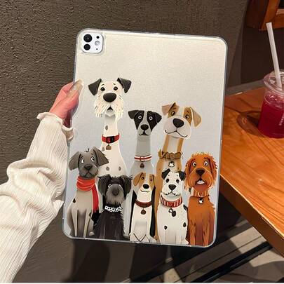 Fashionable & Cute Cartoon Dog Transparent Tablet Case, Lightweight Design, Anti-Slip, Anti-Drop, Shock-Proof, Portable And Durable Protective Cover Compatible With IPad 5/6/7/8/9/10/2025/11 With A16 Chip, Air 7/5, 9th Gen, Pro 11 Inch Anti-Drop Protective Case