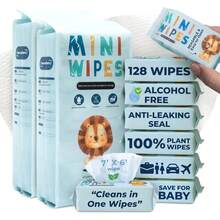 7 X 5.6 Inches (Sky L), 16 Pa (128 Wipes), Leak Proof, Resealable, Moist 30 Days, 100% Plant-Based Bboo, -Free & Hypoallernic, Travel  Wipes - Fragrance-Free Wet Wipes Travel Pa Variant 1 - Sư Tử Bầu Trời - Xem 1