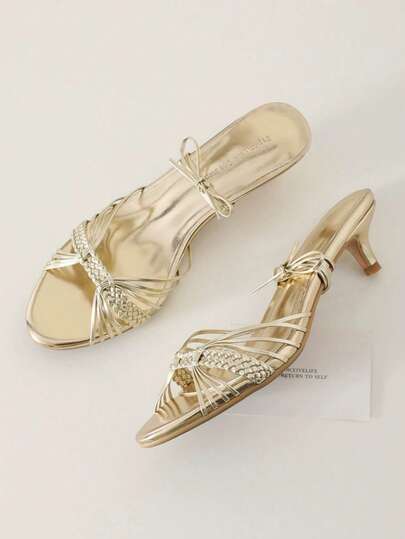 New Summer Woven Strap Open Toe High Heel Sandals