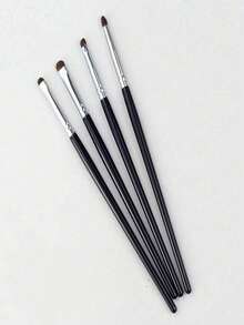 4pcs Precise Eye Shadow & Eyeliner Brushes Set, Professional Makeup Brushes With Long Handles, Reversible, Suitable For Sensitive Dry Skin, Easily Create Beautiful Eye Makeup, Portable Mini Gold Brush Set Including Foundation, Concealer, Blush, Contour, Powder Brushes - Multicolor - View 8