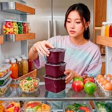 Set Of 3 PP5 280ml Plastic Containers For Microwave And Dishwasher - 酒紅色 - 查看 5