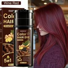 5-In-1 Ginger & Ginseng Hair Dye Shampoo, Plant-Based Ingredients, Moisturizing & Hydrating, Makes Hair Smooth & Shiny, Gentle Dyeing, Low Irritation, Covers Gray Hair, Suitable For All Hair Types - Multicolor - View 6