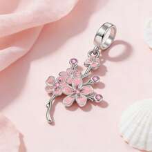1pc Pink Heart Flower Hot Air Balloon Bear Pendant Bead, Suitable For DIY Snake Chain Necklace, 925 Sterling Silver Jewelry Making, Gift For Women & Girls - Multicolor - View 9