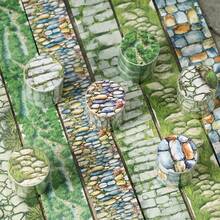 1 Roll 2 Stones Path Landscape Washi Tape, Creative Aesthetic Sticker, DIY Decorative Collage Craft Material, Holiday Gift, Personalized Scrapbooking School Stationery - 5.  Green Grass - View 4