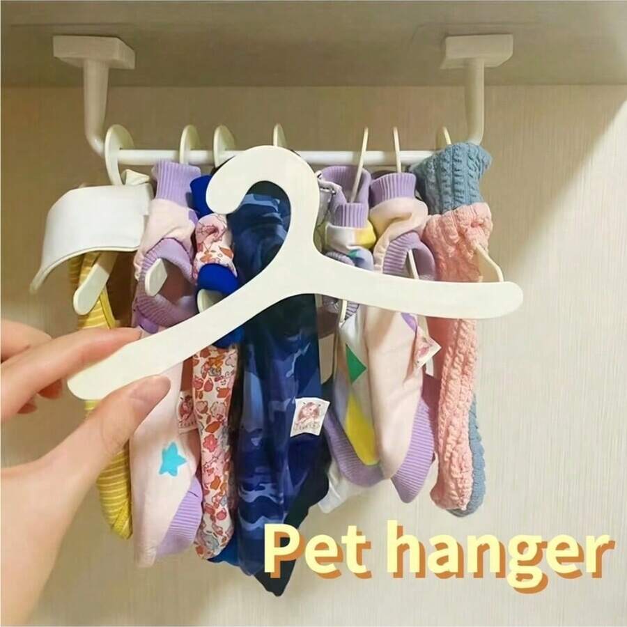 20个/套宠物衣架,隐形设计,适用于猫狗服装,是小型宠物衣柜的完美悬挂方案,迷你塑料衣架,非常适合幼犬幼猫的服装,轻便的宠物服装收纳和展示整理架,实用的宠物时尚衣柜配件,耐用衣架,适合小型动物服装。 - 白色 - 查看 1