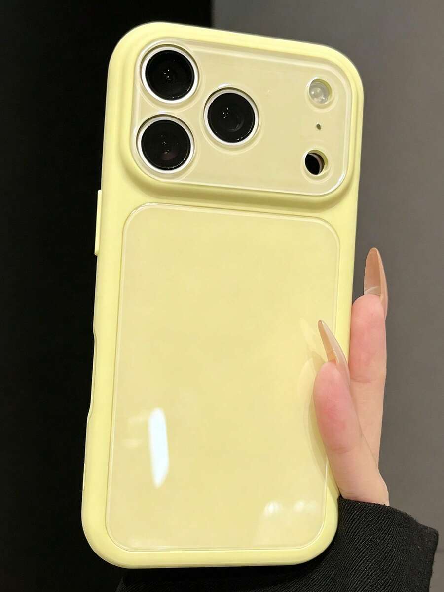 Ốp lưng điện thoại cao cấp màu trơn, mặt kính bóng cho iPhone 17 Pro Max 16 15 14 13 12 11 Pro Max, bảo vệ ống kính, chống rơi, chống sốc, mặt lưng cứng cáp.