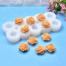 1 khuôn silicon hình hoa hồng để làm sô cô la, dụng cụ làm bánh 10 ngăn, khuôn làm nến thơm, khuôn làm bánh fondant. - 10 bông hoa - Xem 8