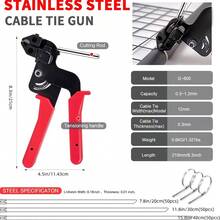 Durable 304 Stainless Steel Cable Tie Gun Set - 156pcs Of Metal Zip Ties (Available In 3 Sizes), Tool For Tensioning And Cutting, Ideal For Fencing, Chicken Coops, Bundling Cables, Exhaust Repairs, And Structural Support - 156 chiếc/bộ - Xem 3