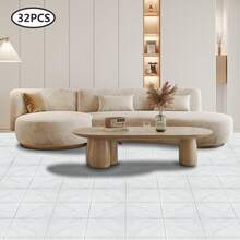 Azulejos autoadhesivos de PVC con aspecto de mármol para salpicaderos, 32 piezas, 11,8" x 11,8", suelo laminado de madera, azulejos autoadhesivos para suelo de salón, azulejos autoadhesivos impermeables. - A-Blanco - Ver 5