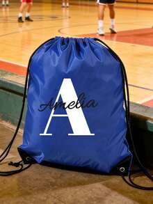 1/3/5pcs Personalized Custom Name Initial Drawstring Sports Backpack, Waterproof Lightweight Cinch Bag, Multiple Sizes & Colors, Suitable For School, Travel, Beach & Outdoor Activities, Perfect Graduation, Holiday & Back To School Sports Gift - Multicolor - View 11