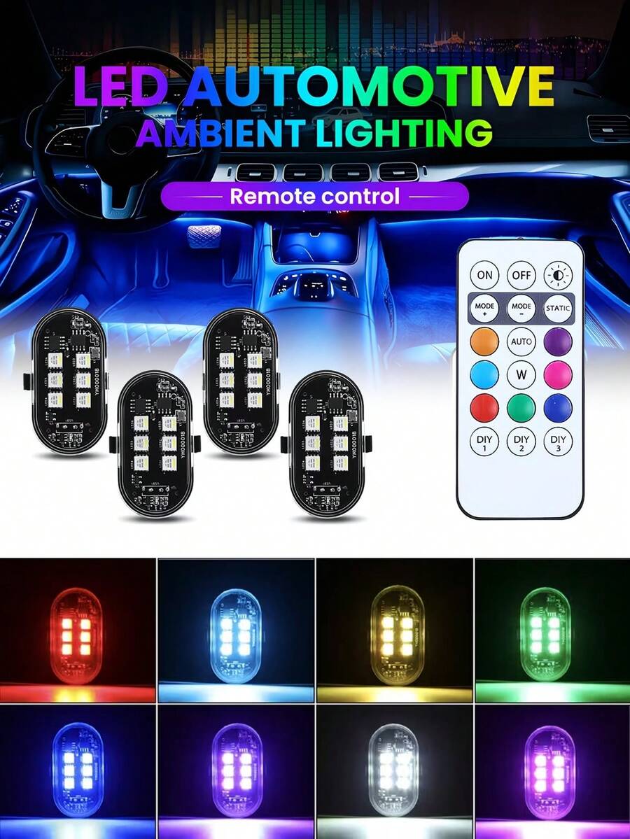 Bộ 1/2/4/6 đèn LED nhấp nháy không dây có điều khiển từ xa, đèn mini 8 màu sạc USB, đèn cảnh báo khẩn cấp chống va chạm cho ô tô, xe máy, máy bay không người lái, máy bay, xe đạp.