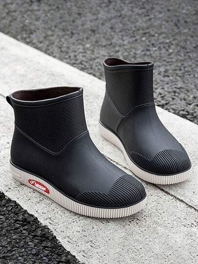 Botas de lluvia cortas de color liso y hasta el tobillo para mujer, botas de lluvia para mujer, botines de goma impermeables, ideales para actividades al aire libre y para el día a día