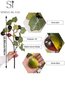 1/3pcs Artificial Ficus Branches With 5 Fruits, 38cm/14.9 Inches, Made Of PE Material. Available In Green Or Purple Fruit Styles. Artificial Plants, Artificial Flowers, Seasonal Decor, Wedding Decor, Tabletop Decor, Centerpiece, Fake Plants, Room Decor, Desk Decor, Garden Decor, Indoor Decor, Party Gifts, Dorm/Office Decor, Easter, Home Decor. - Multicolor-b - View 4