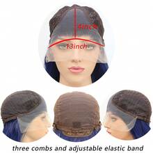 ZigZag Hair 24 Inch Navy Blue & Black Synthetic Lace Front Wig, Pre-Plucked Natural Hairline, Heat Resistant Fiber Hair, Suitable For Daily Wear - 180% Density High Temperature Fiber - Multicolor - View 5