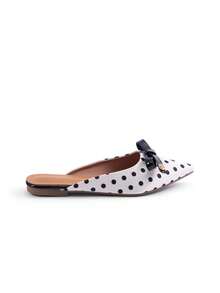 Fall/Winter Pointed Toe Women Small Delicate Bow Flat Sandals, 2025 New Spring & Summer Fashionable Flats, Comfortable Casual Versatile,Mule - Black and White - View 5