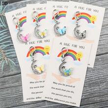 6pcs Colorful Moon & Butterfly Keychains With Pocket Hug Cards, Inspirational Gift, Suitable For Bag Decoration, Key Chain, Party Favor, Travel Companion, Positive Gift For Family & Friends, Wedding Party Decor, Perfect For Mother's Day, Father's Day, Graduation - Multicolor - View 9