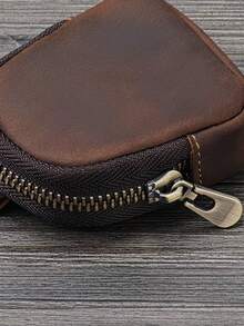 1 túi đựng chìa khóa vintage sang trọng unisex, ví đựng thẻ đa năng, túi lưu trữ, bao đựng tai nghe bằng da mềm có khóa kéo, túi đựng chìa khóa, mặt dây chuyền - Xem 4