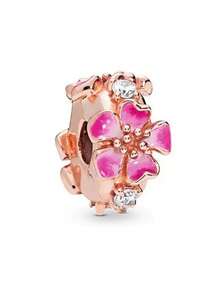 1 chiếc hạt charm hình trái tim và hoa màu vàng hồng lấp lánh, phù hợp với vòng tay hoặc dây chuyền dạng rắn nguyên bản, dùng để tự làm trang sức bạc 925, quà tặng trang sức cho nữ, con gái. - Hoa hồng vàng - Xem 39