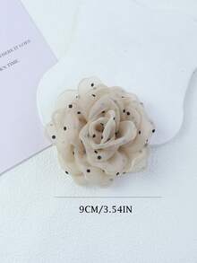 9cm Cute Polka Dot Organza Handmade Brooch, Suitable For Girls' Daily Outfit Decoration - Yarn Flower - View 2
