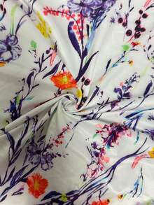 Vestido casual feminino plus size com estampa floral, decote em V e sem mangas, adequado para férias, elegante, de verão - Roxa - Ver 3